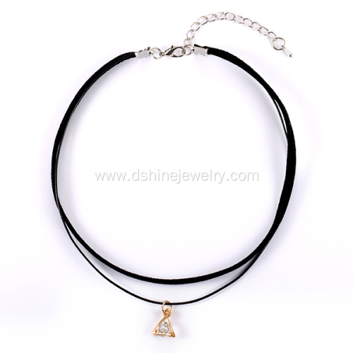 Handmade Black Velvet Collar Choker With Crystal Pendant